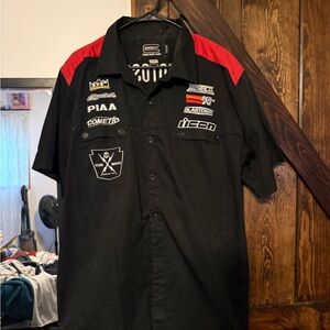 ICON Black and Red Casual Button Down Shirt